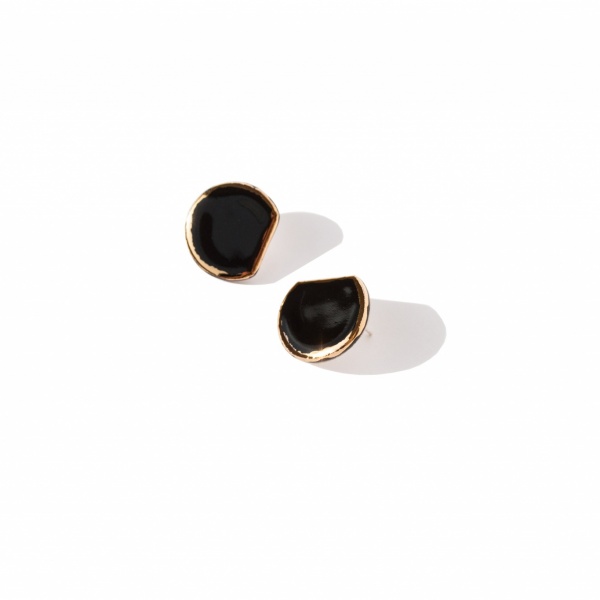 glossy earrings with gold edging glossy golden d large clayometry