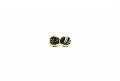 marble earrings with gold marble b&w clayometry