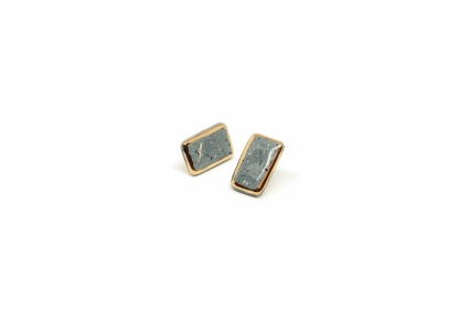 grey rectangle earrings with gold terrazzo rectangle clayometry