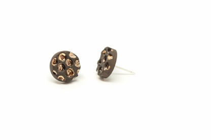 round studs with gold luster starry night clayometry