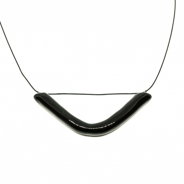 minimalist long ceramic necklace smile clayometry