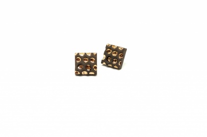 square stud earrings with gold starry night boxes