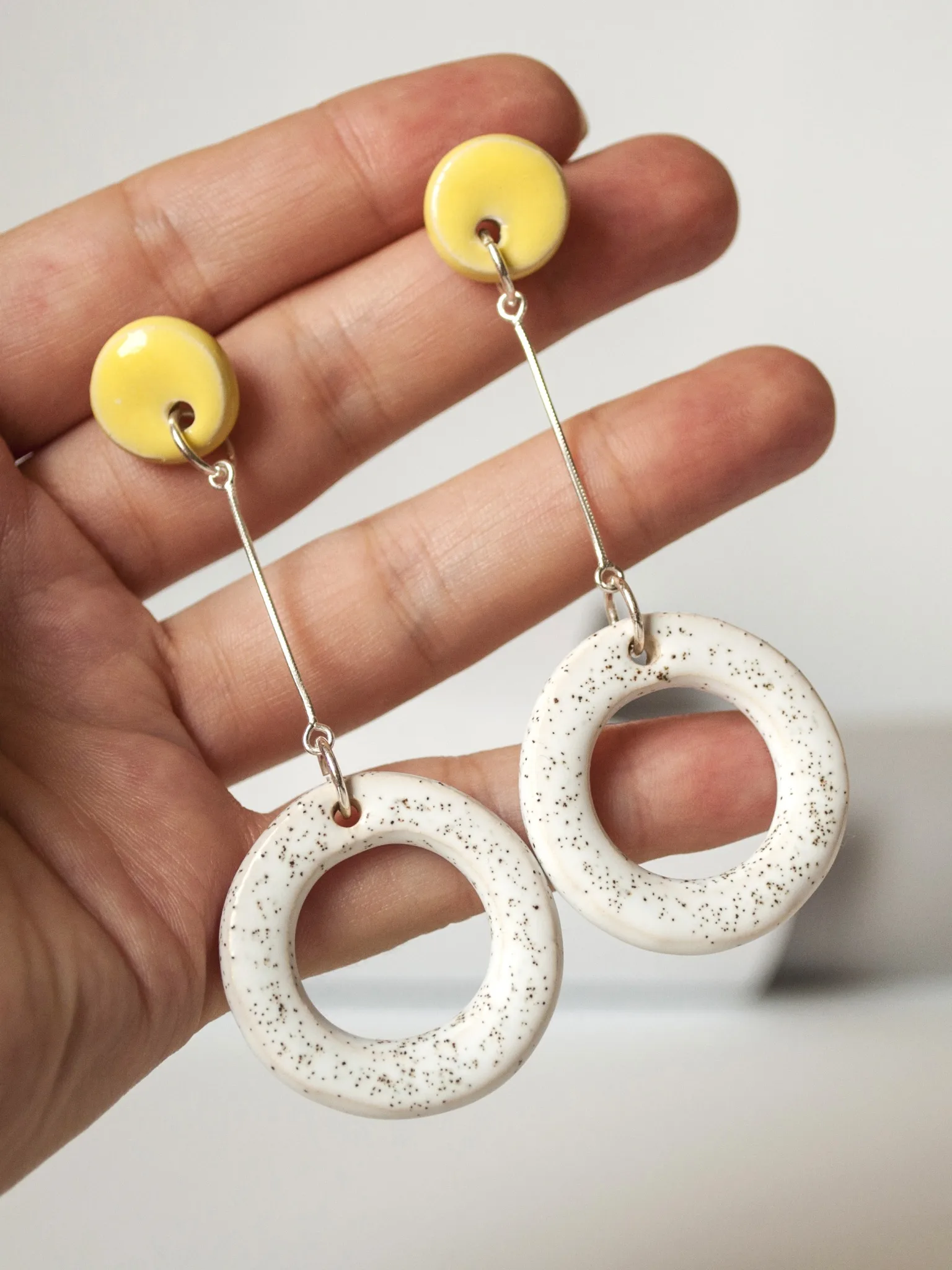 modern circle drop earrings circle harmony clayometry