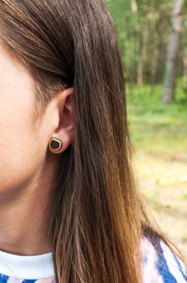Earrings – Golden D Small Matte - Image 2