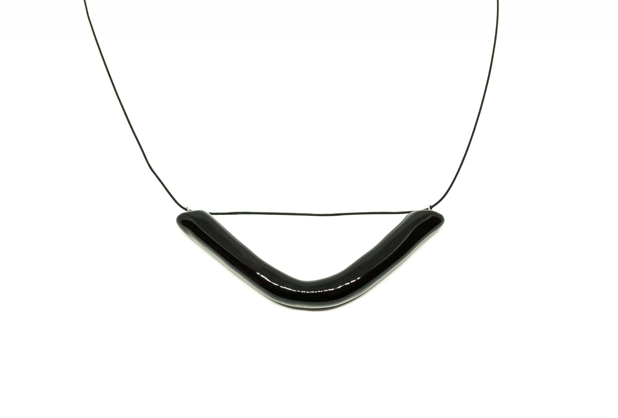 minimalist long ceramic necklace smile clayometry