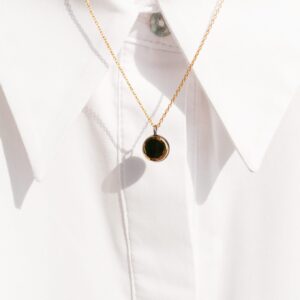 minimalist ceramic pendant golden aureole clayometry
