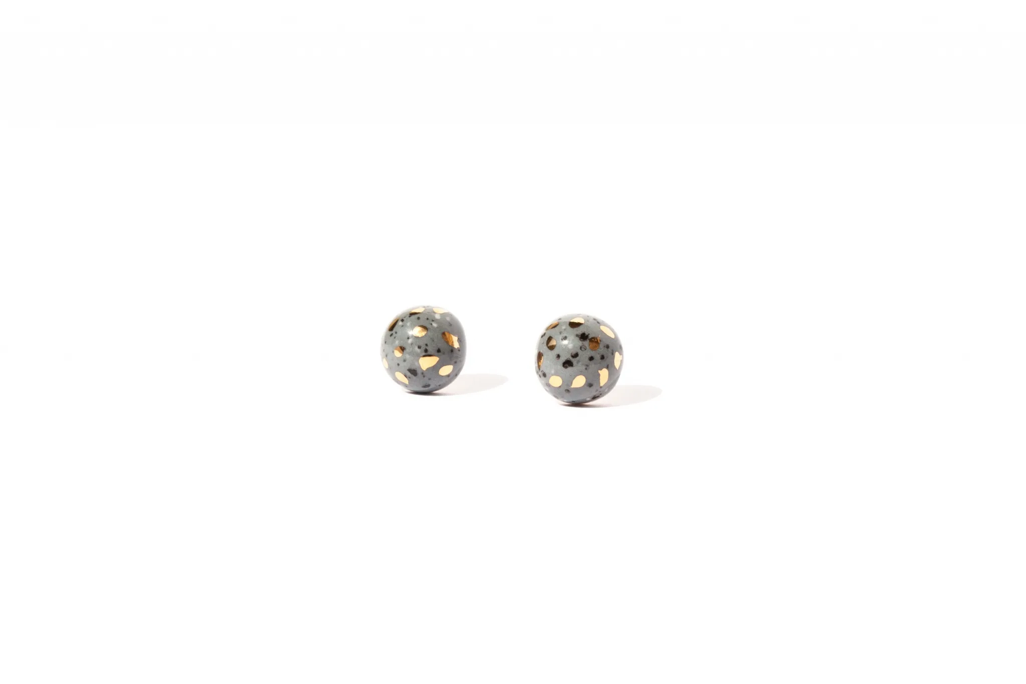 earrings with golden dots shiny terrazzo clayometry