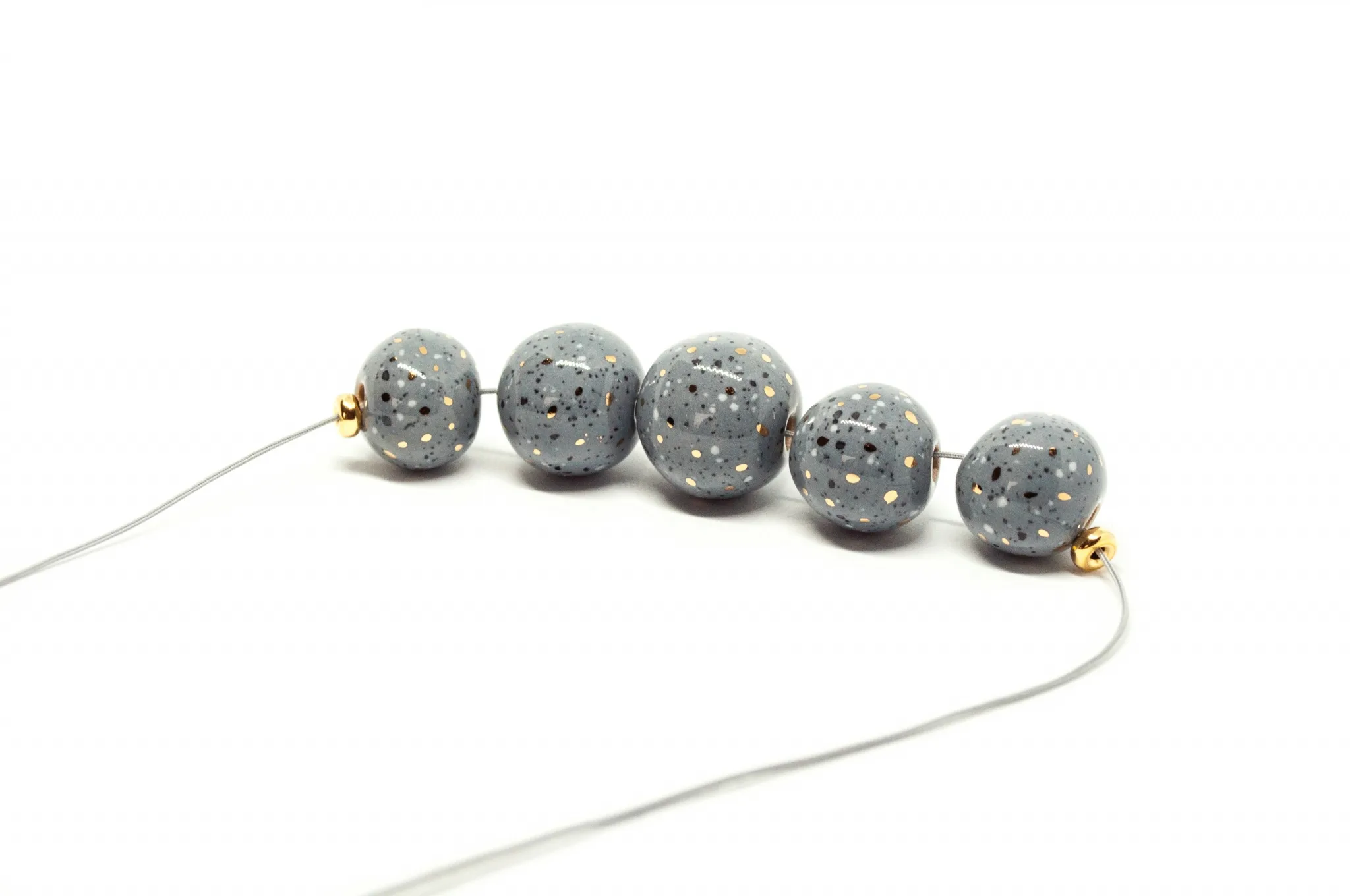 terrazzo necklace with gold terrazzo bubbles gold clayometry
