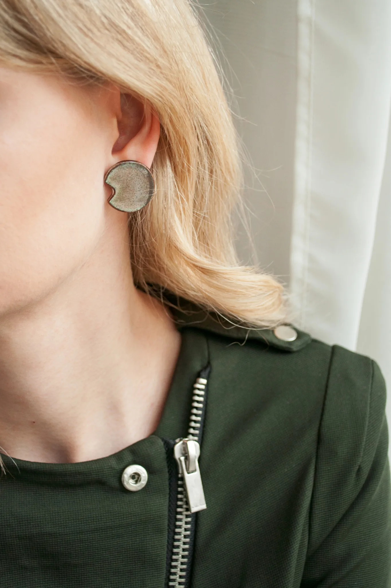 shiny round ceramic earrings packman clayometry