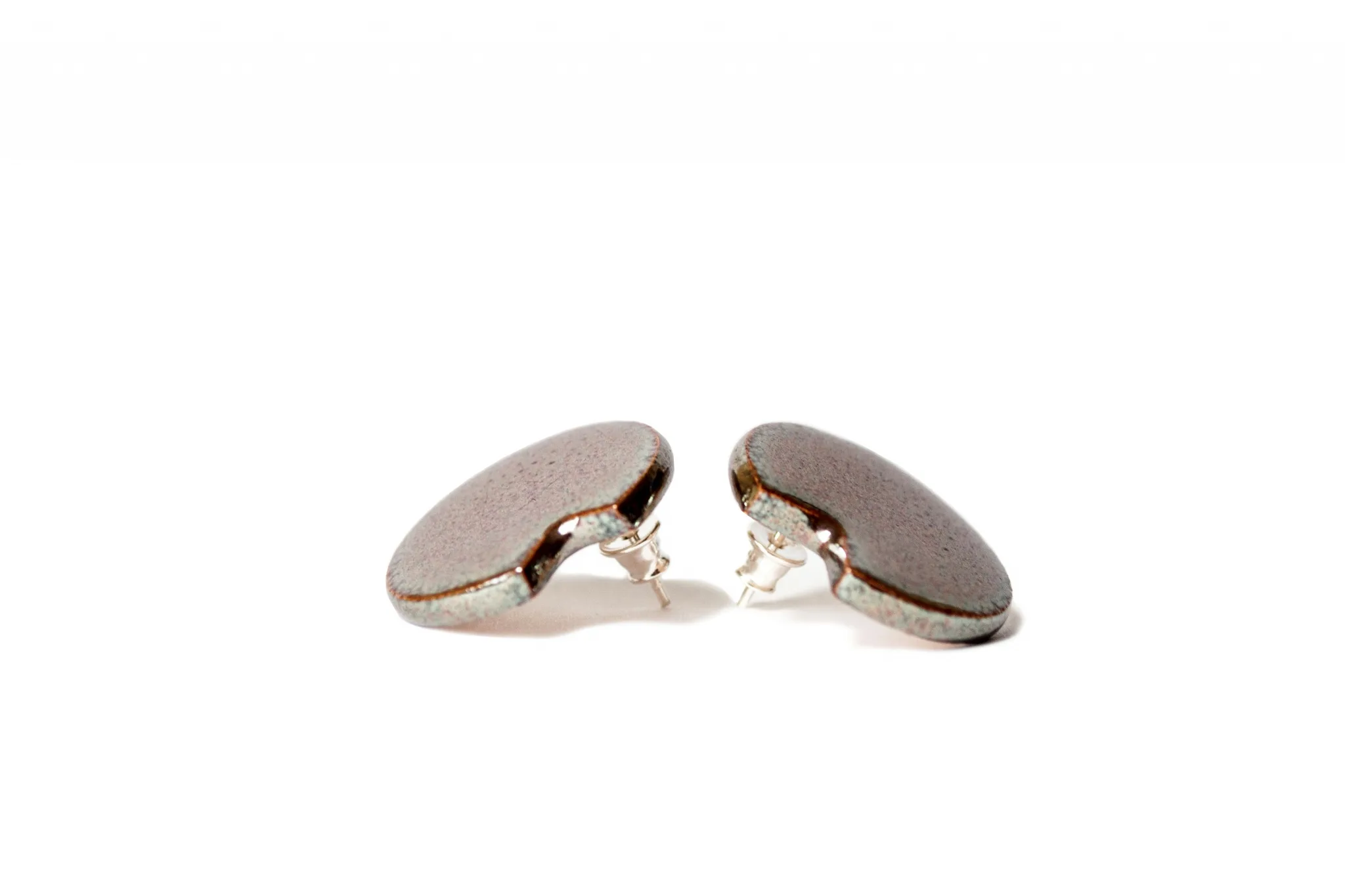 shiny round ceramic earrings packman clayometry