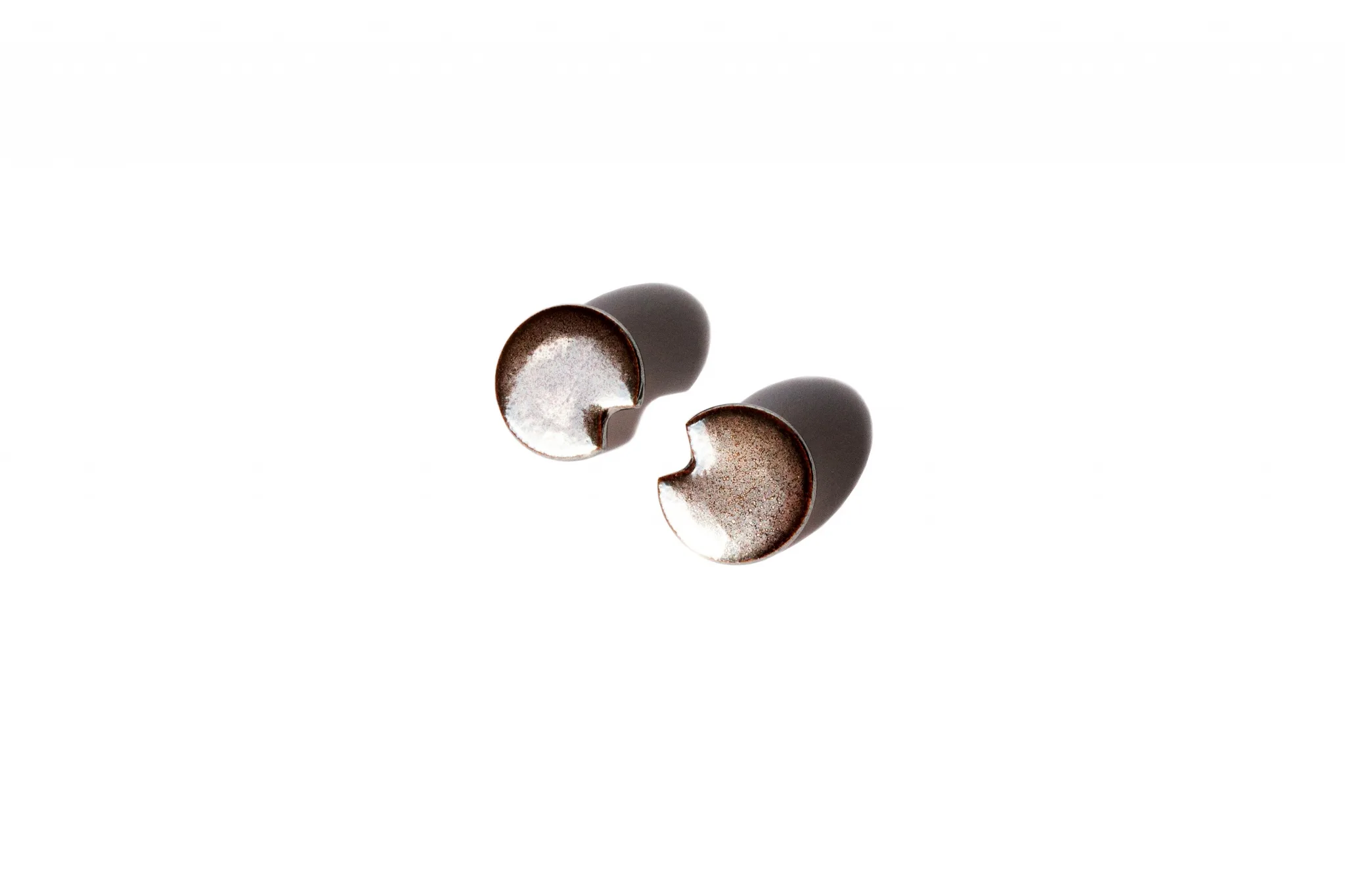 shiny round ceramic earrings packman clayometry