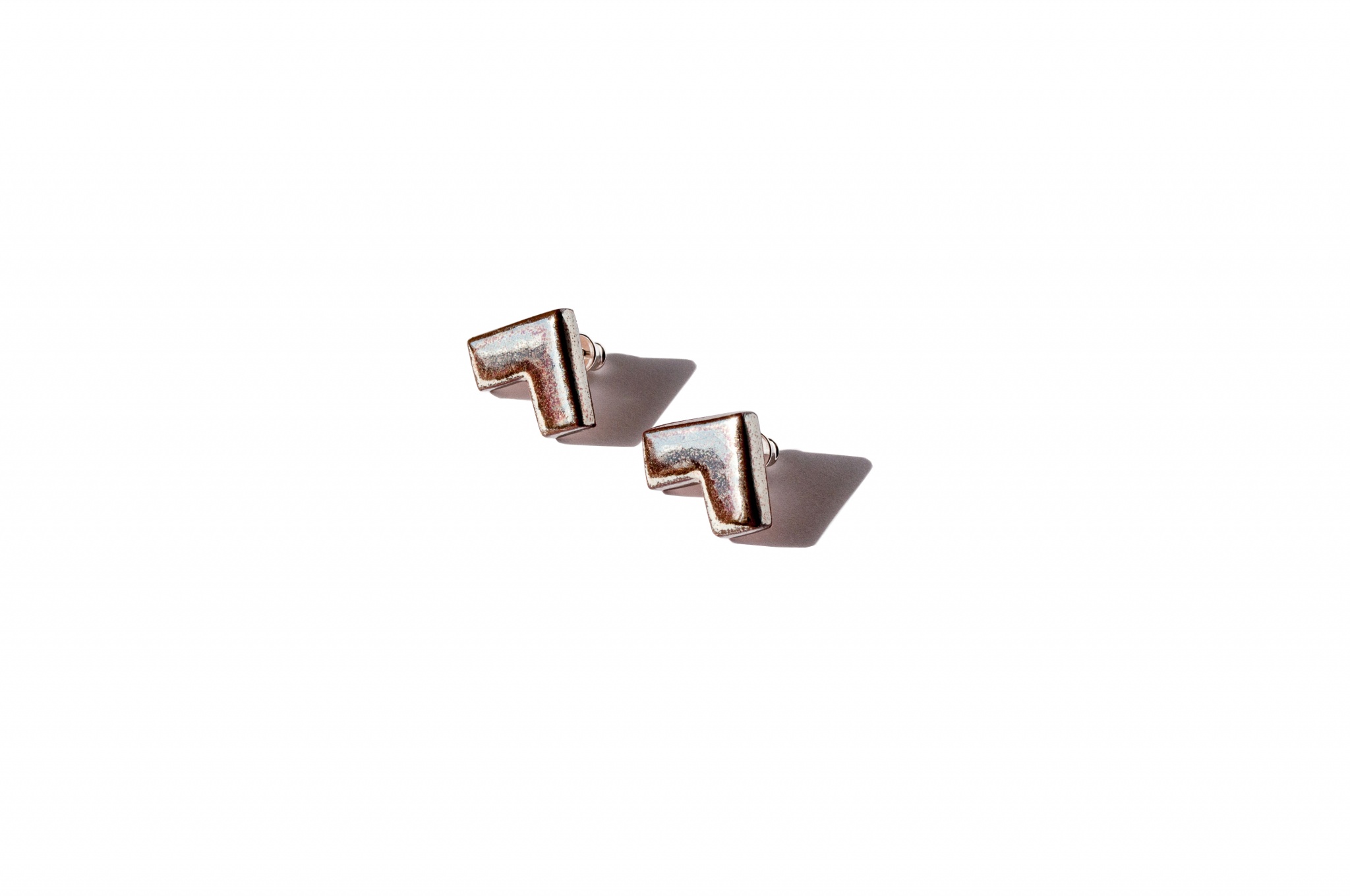 modern shiny ceramic earrings corner w clayometry