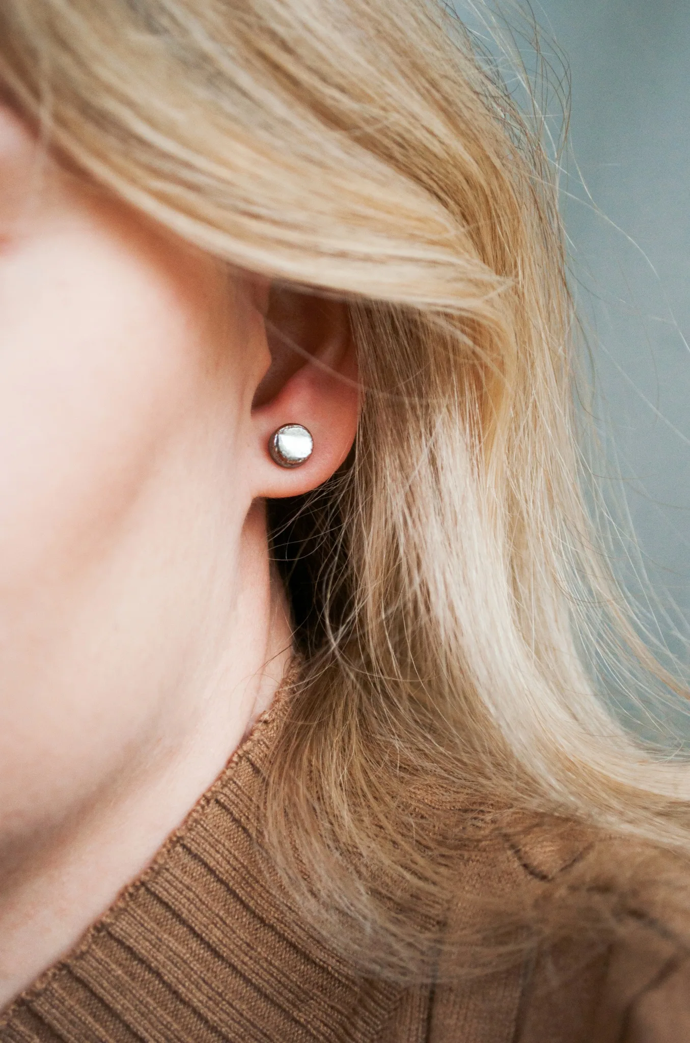 tiny shiny ceramic earrings dot xs clayometry
