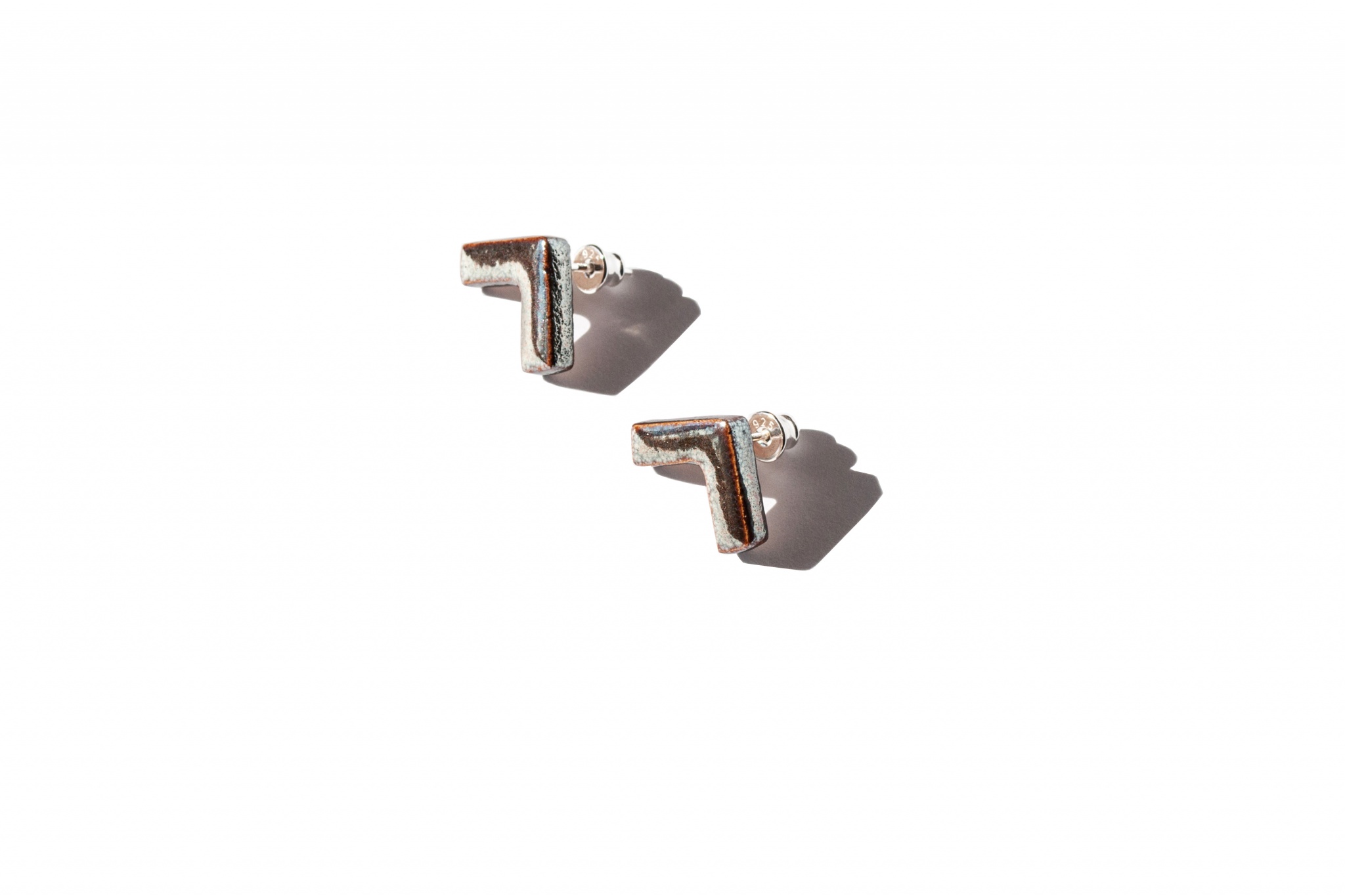 architectural shiny ceramic earrings corner n clayometry