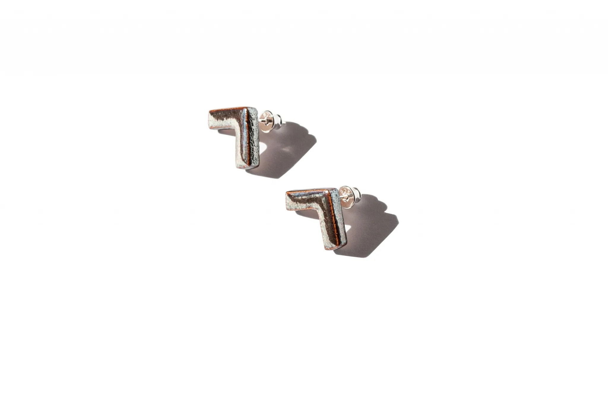 architectural shiny ceramic earrings corner n clayometry