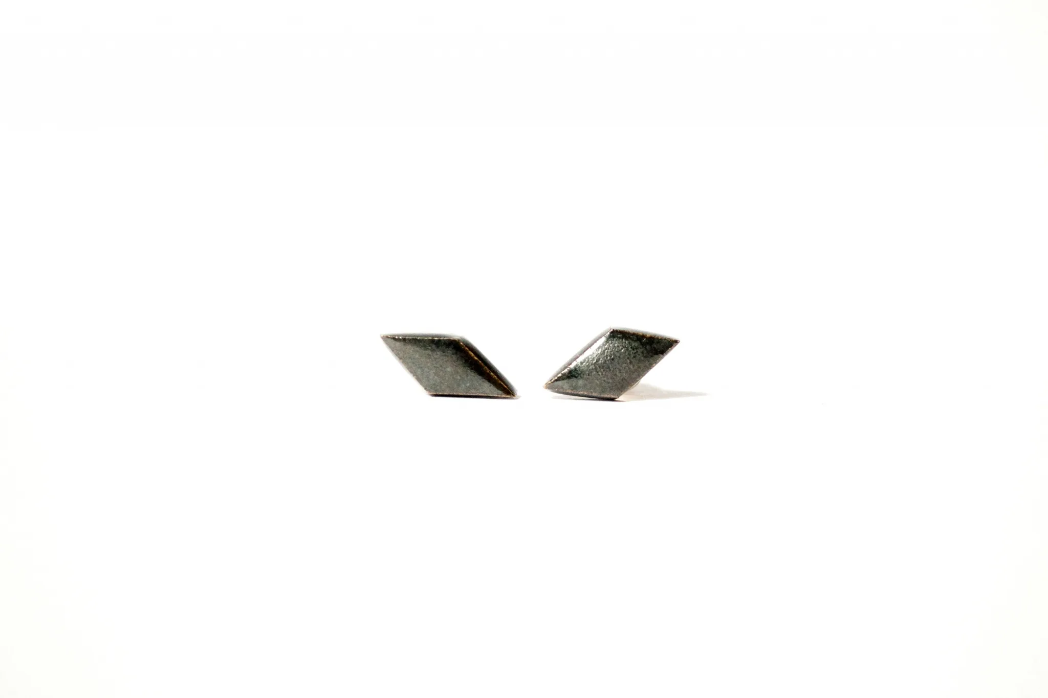 abstract black silver earrings line 45 black clayometry