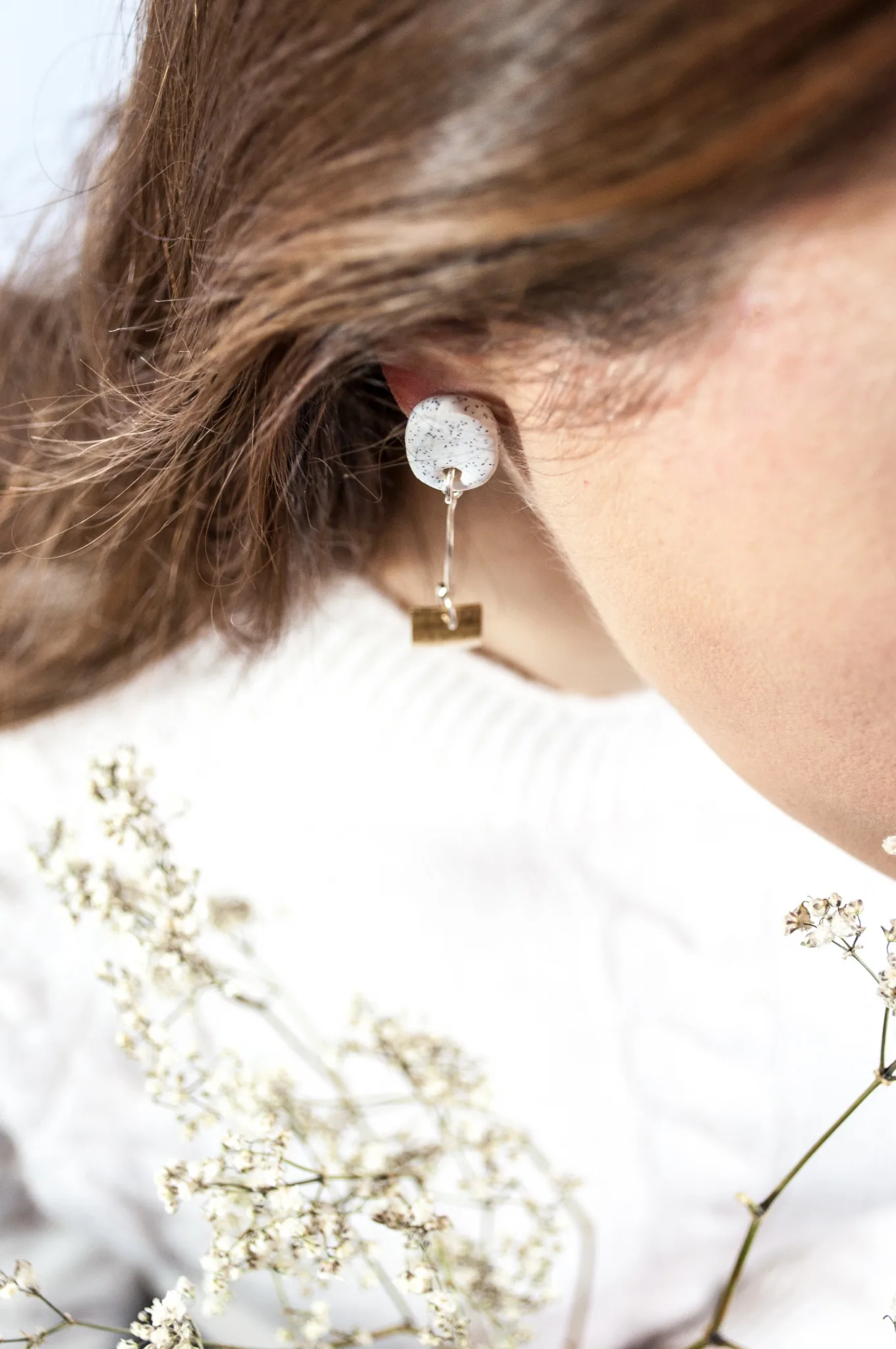 asymmetrical and stylish earrings dingle-dangle different clayometry